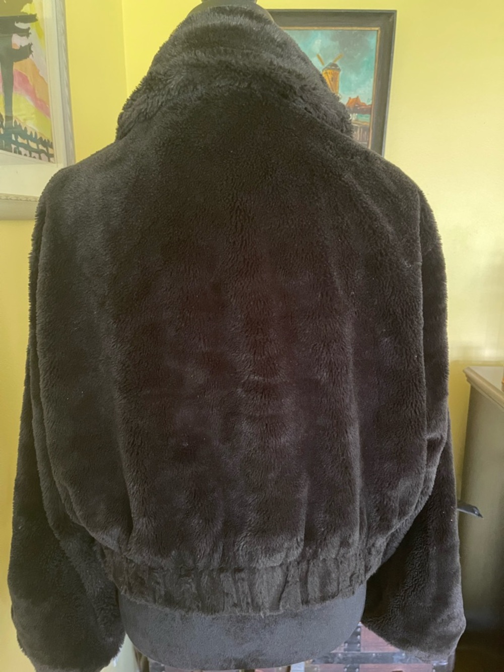 No Boundaries Black Plush Teddy Jacket with Cozy Collar - Picture 2 of 6